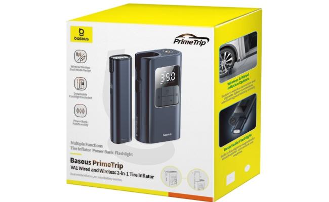 Baseus Car Tire Inflator Pumper VA1 Dual Power Wired & Wireless with Flashlight 6000mAh Power - Bank